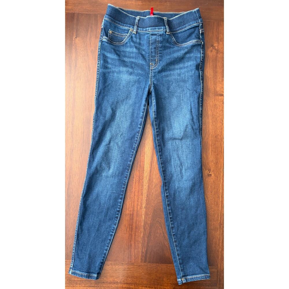 Spanx Women's Dark Wash Skinny Jeans Stretch Waistband Size Small - Picture 2 of 5